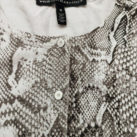 WHITE HOUSE BLACK MARKET Snakeskin Print Cardigan Sweater. Size M - Picture 5 of 7